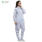Autoclavable ESD Clean Room Garments Hooded Coverall Garment White Color