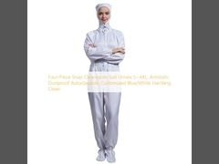 Setelan Kamar Bersih Unisex S ~ 4XL, Antistatik Dustproof Autoclavable, Disesuaikan Biru / Putih HanYang Clean