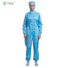 ESD antistatic autoclaveable coverall with hood blue color for parmaceutical industry dust-proof
