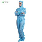 98% Polyester 2% Carbon Fiber Antistatic Hooded Coverall For Class 1000 Cleanroom