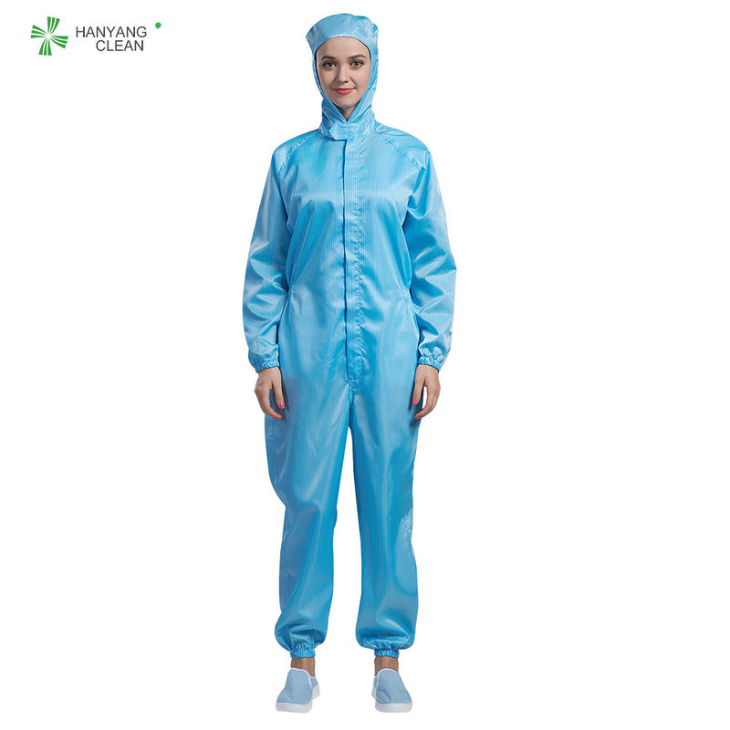 ESD Antistatic Cleanroom Overall Connect With Hoods And Mask